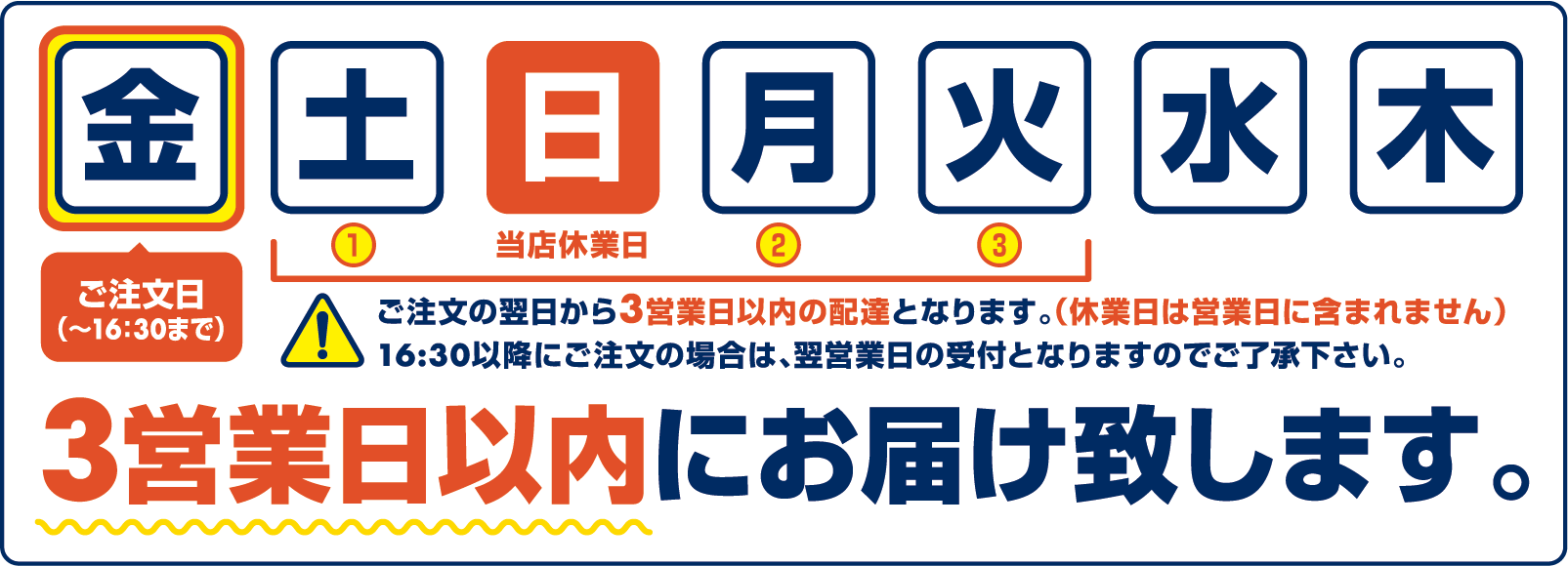 3営業日以内にお届け致します。